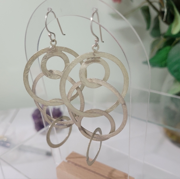 Vintage ST THOMAS hoops Sterling silver 925  Drop Dangle Earrings - Picture 1 of 3